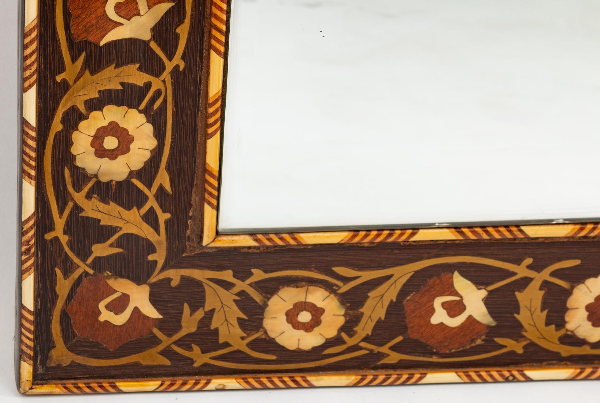 A Pair of Iberian Mother-of-Pearl and Brass-Inlaid Mirrors