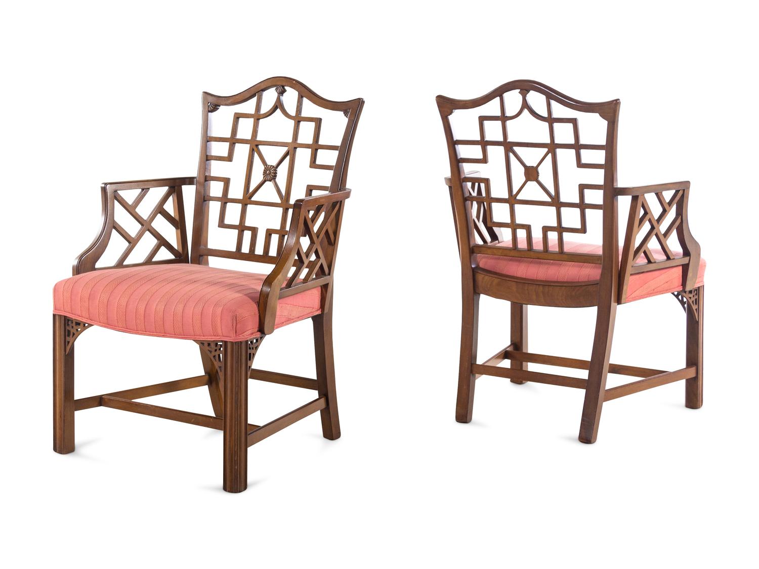 A Pair of Chinese Chippendale Style Armchairs