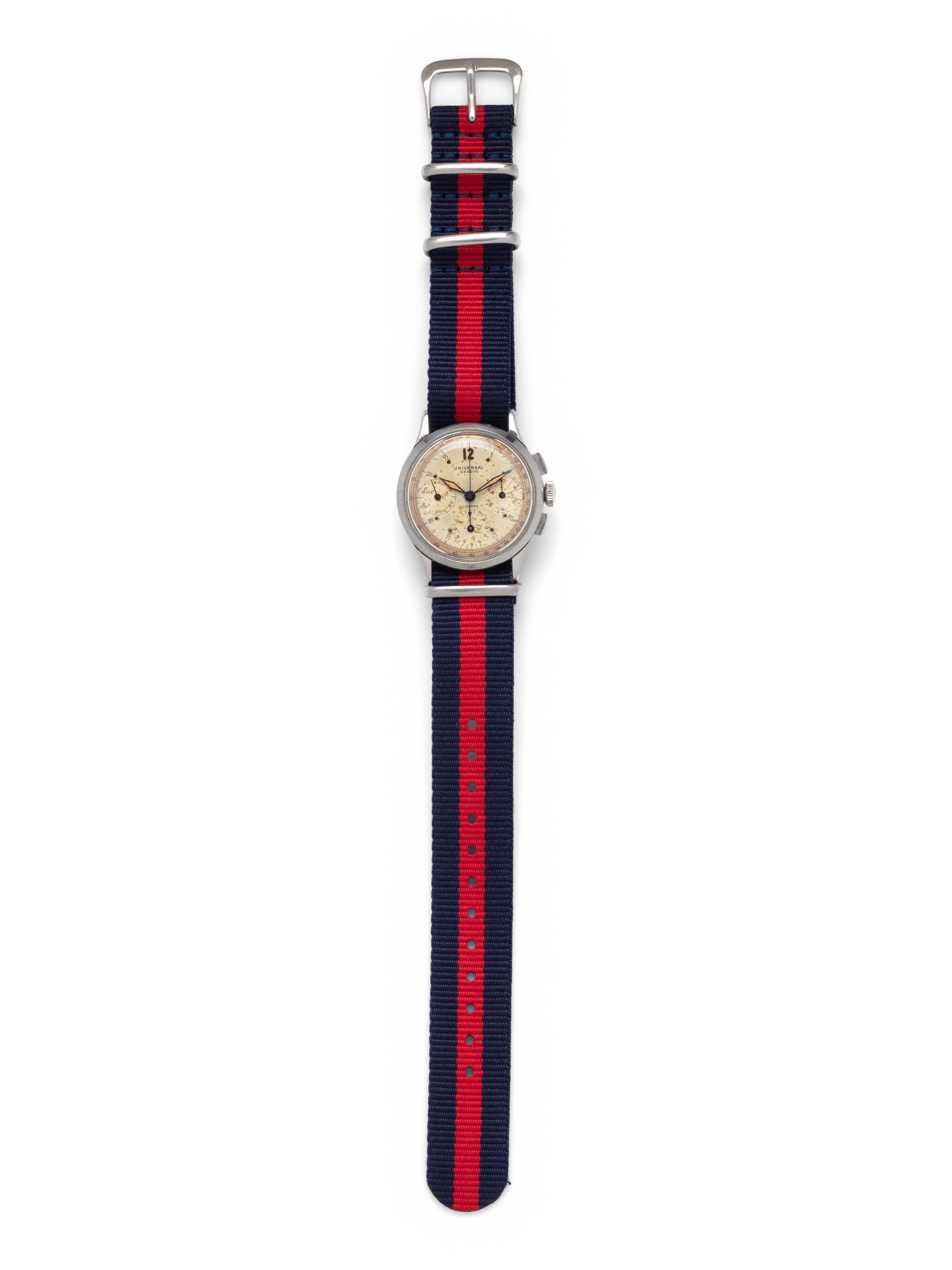 UNIVERSAL GENEVE, VINTAGE, STEEL CHRONOGRAPH WRISTWATCH