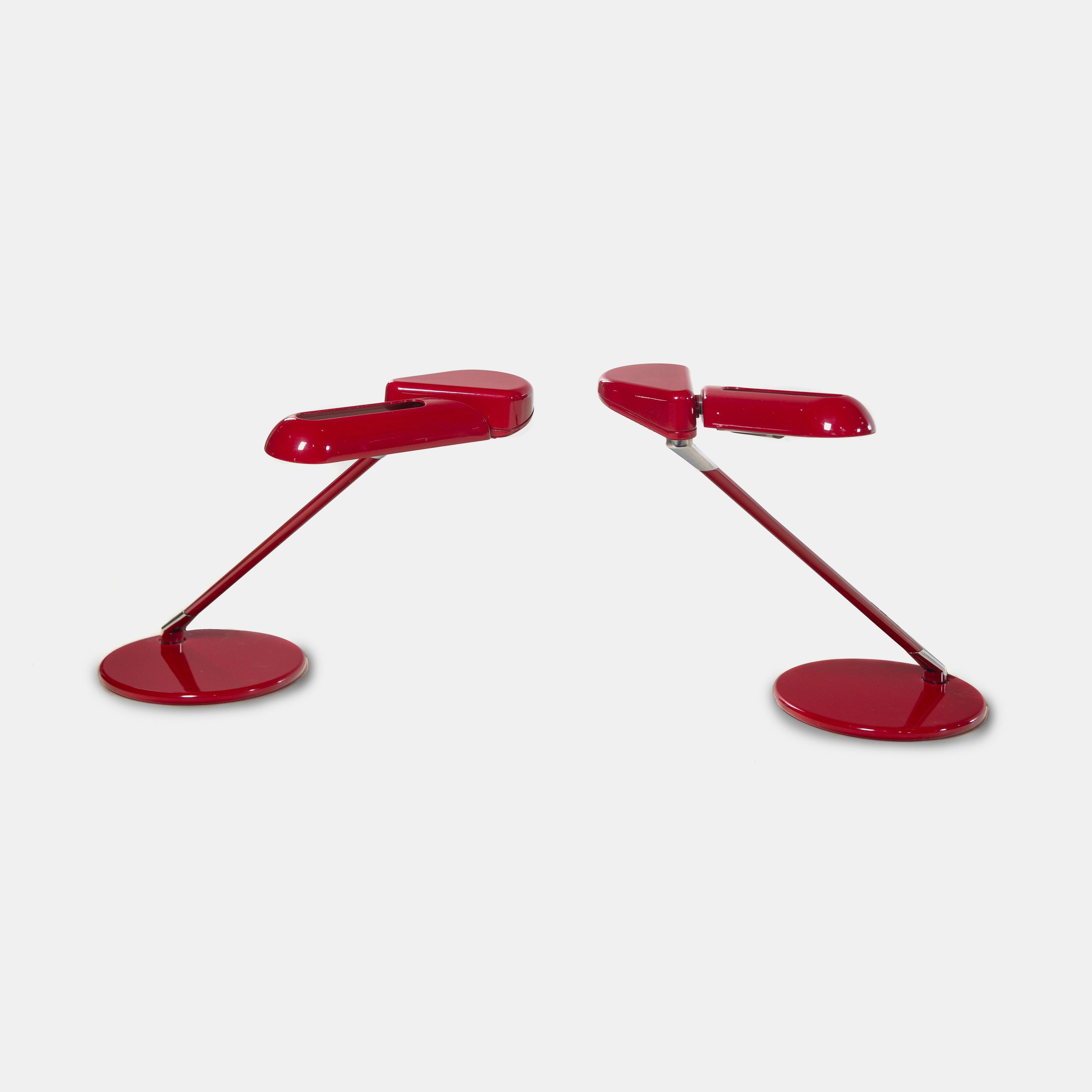 Pair of Ring Table Lamps, model A400, c. 1980 Arteluce, Italy