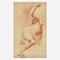 Attributed to Edme Bouchardon (French, 1698–1762) Study of a Man with Extended Arm Upright; with Study of Man's Head and Arm verso