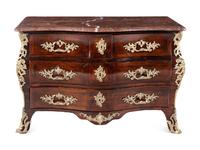 A Régence Style Gilt-Bronze Mounted Kingwood and Tulipwood Commode