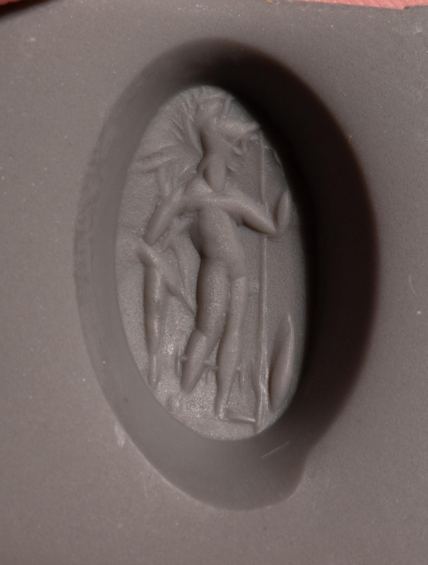 A Roman Agate and Silver Finger Ring with the Goddess Minerva