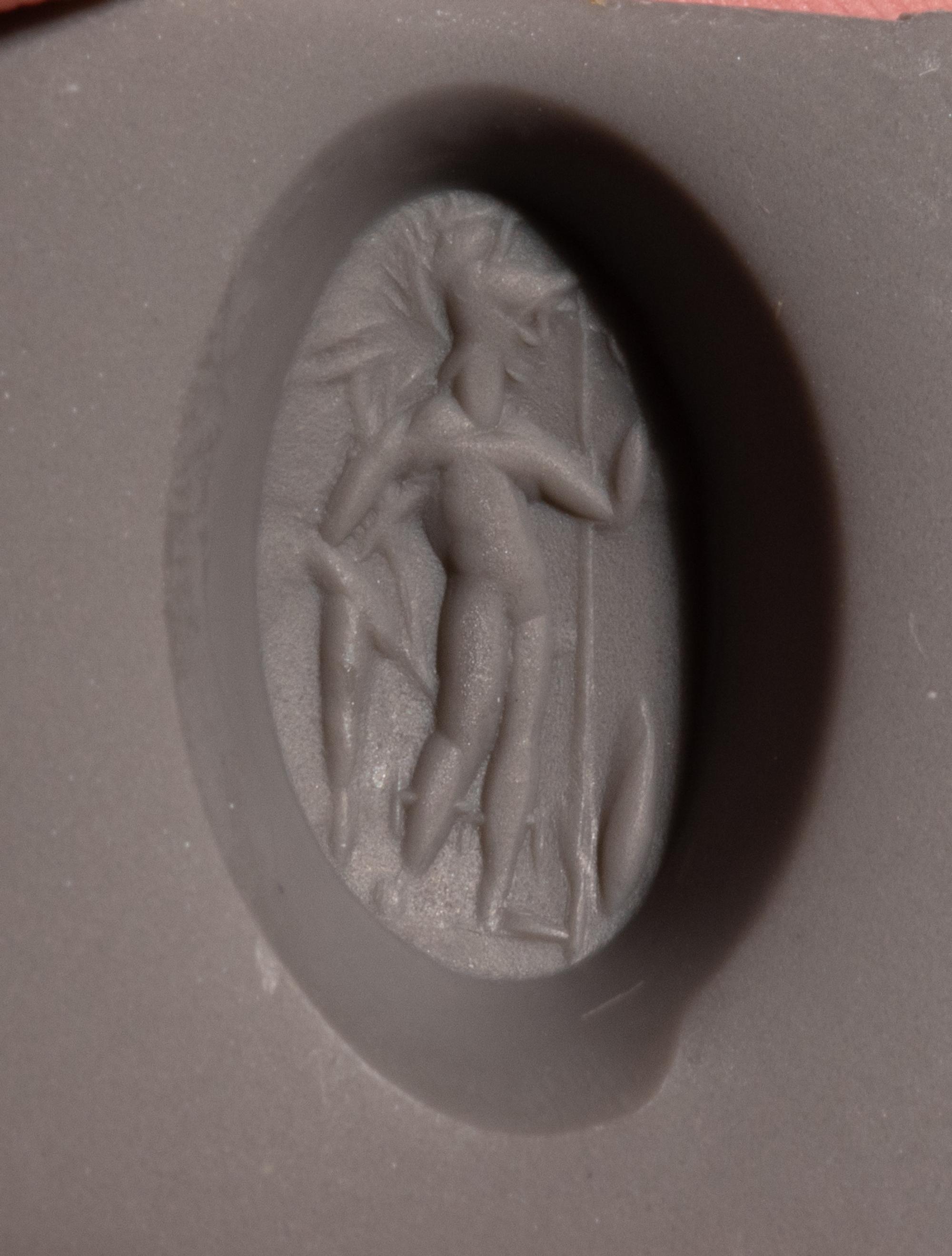 A Roman Agate and Silver Finger Ring with the Goddess Minerva