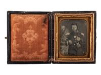 [MILITARIA]. A group of 2 daguerreotypes of militiamen, comprising: