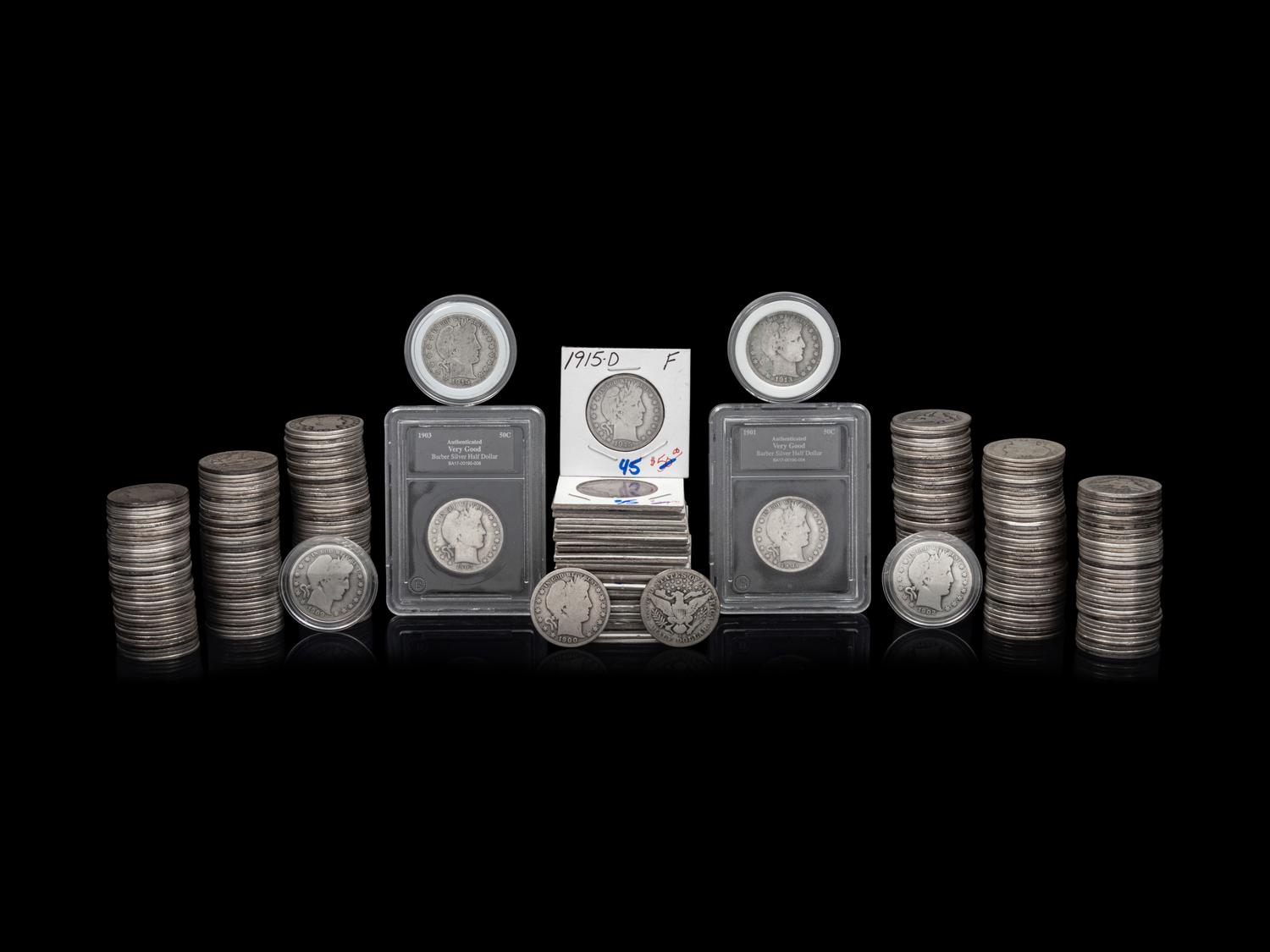 A Large Collection of Barber 50c Coins