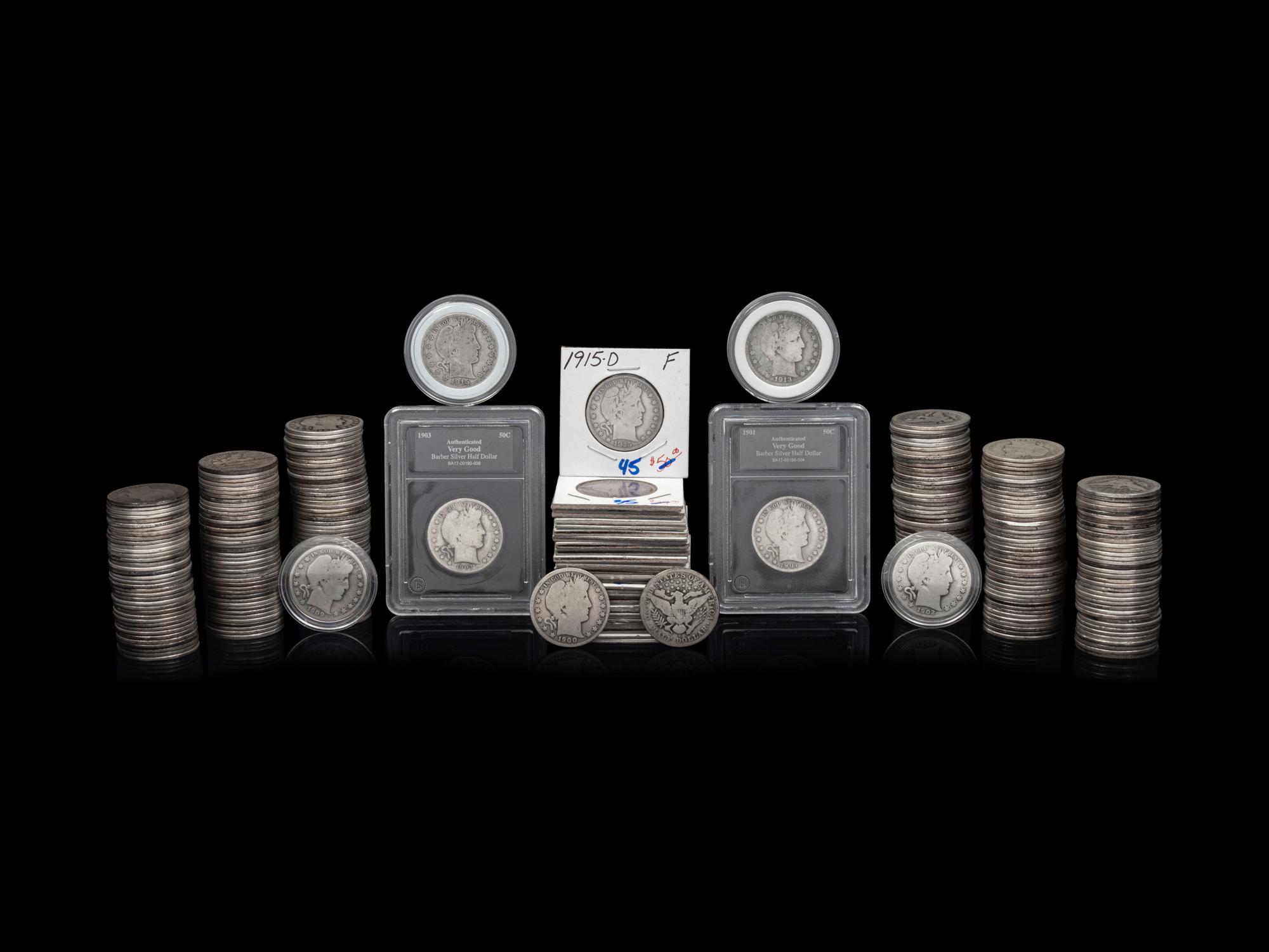 A Large Collection of Barber 50c Coins