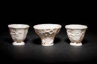 Three Chinese Blanc-de-Chine Porcelain Cups