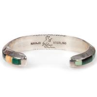 Matching Sterling Silver and Mosaic Inlay Cuff Bracelet and Figural Necklace