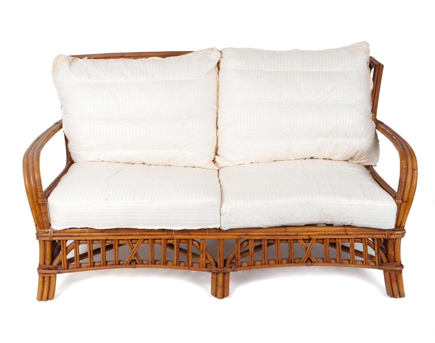 A Contemporary Rattan Settee — 20TH CENTURY