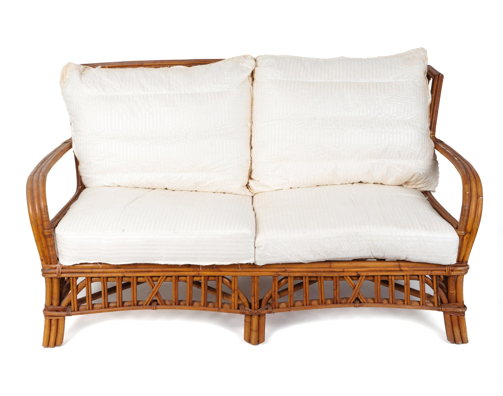 A Contemporary Rattan Settee — 20TH CENTURY