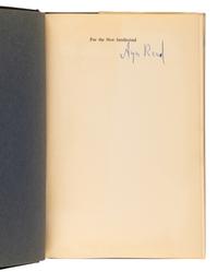 RAND, Ayn (1905-1982). For the New Intellectual: The Philosophy of Ayn Rand . New York: Random House, 1961.