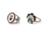 Zuni Mosaic Inlay Deer Dancer Katsina AND Sundancer Cuff Bracelets