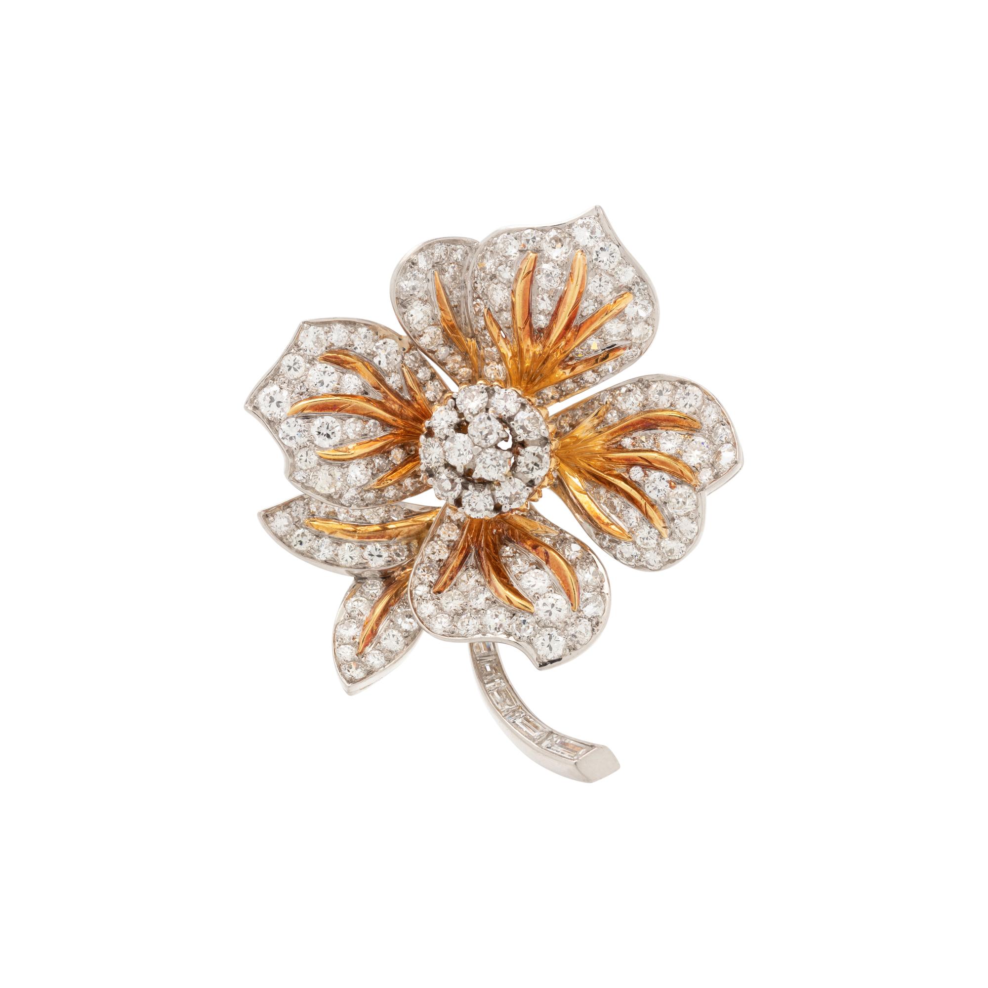 DIAMOND FLOWER BROOCH