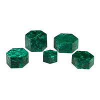 Five Hexagonal Malachite Boxes