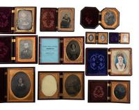 [EARLY PHOTOGRAPHY]. A group of 35 assorted Union cases, with half plate to sixteenth plate sizes.