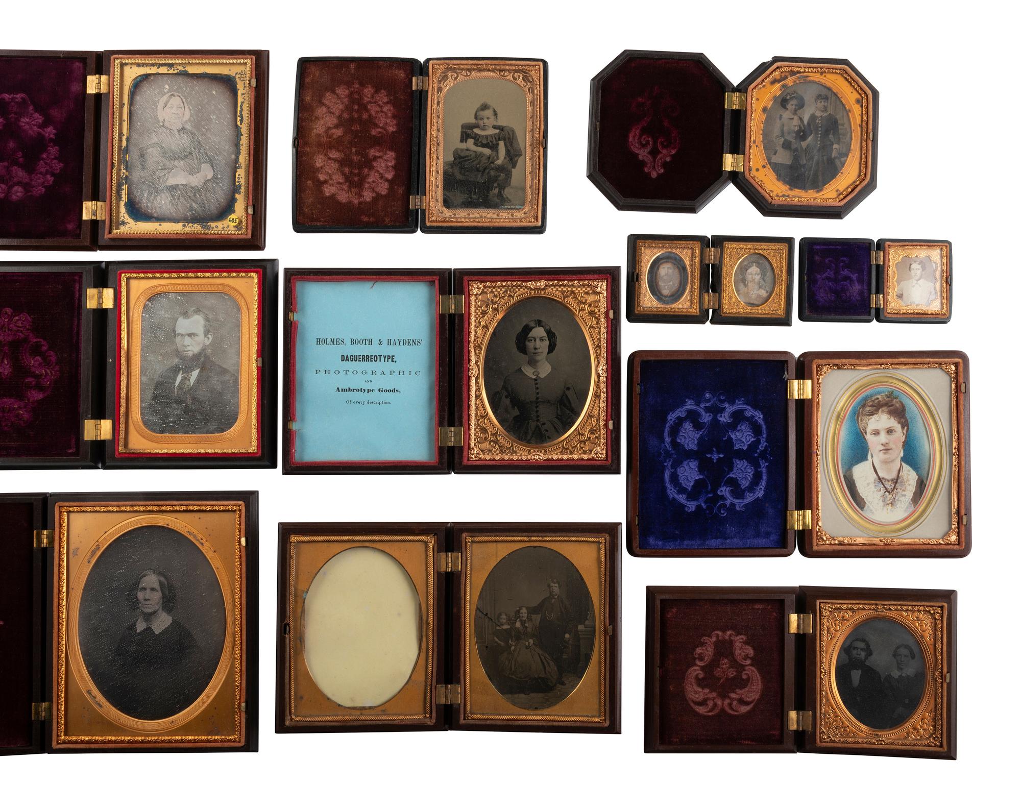 [EARLY PHOTOGRAPHY]. A group of 35 assorted Union cases, with half plate to sixteenth plate sizes.