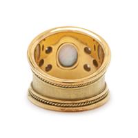 ELIZABETH GAGE, YELLOW GOLD, AQUAMARINE DOUBLET AND DIAMOND RING