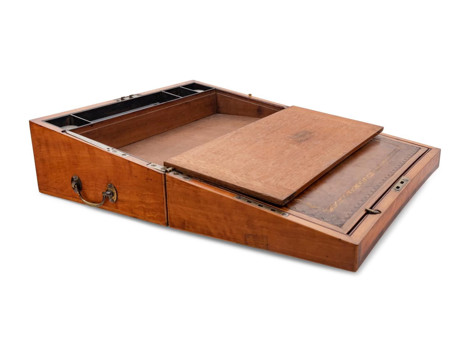 A Late George III Fan-Inlaid and Banded Satinwood Writing Slope