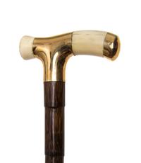 An American Ivory and 14 Karat Gold Handled Cane, Gorham, Length of handle 2 1/4 x length overall 35 1/4 inches.