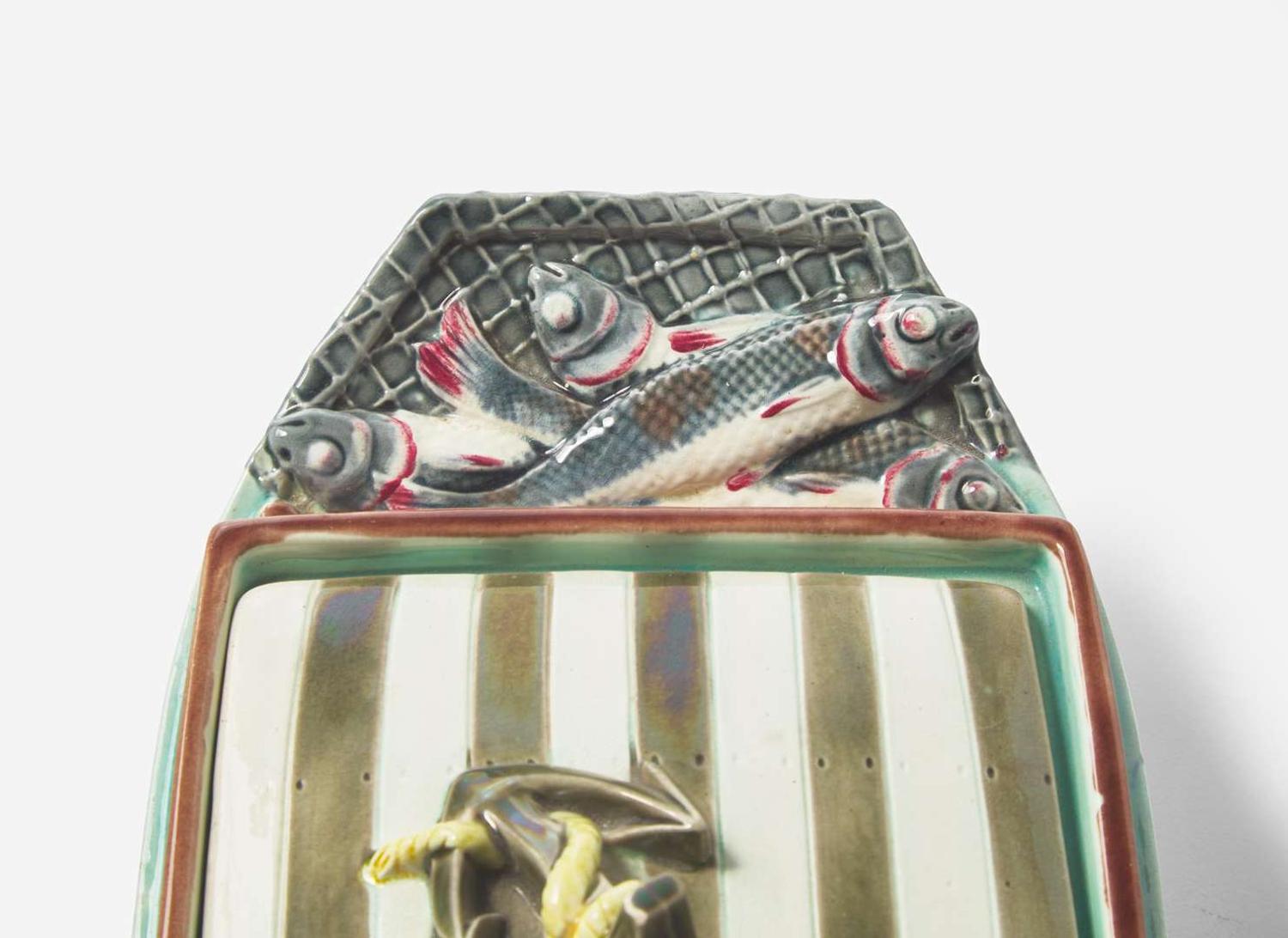 A Wedgwood Argenta Ware "Sardinia" Boat-Form Sardine Box, UK, 1878