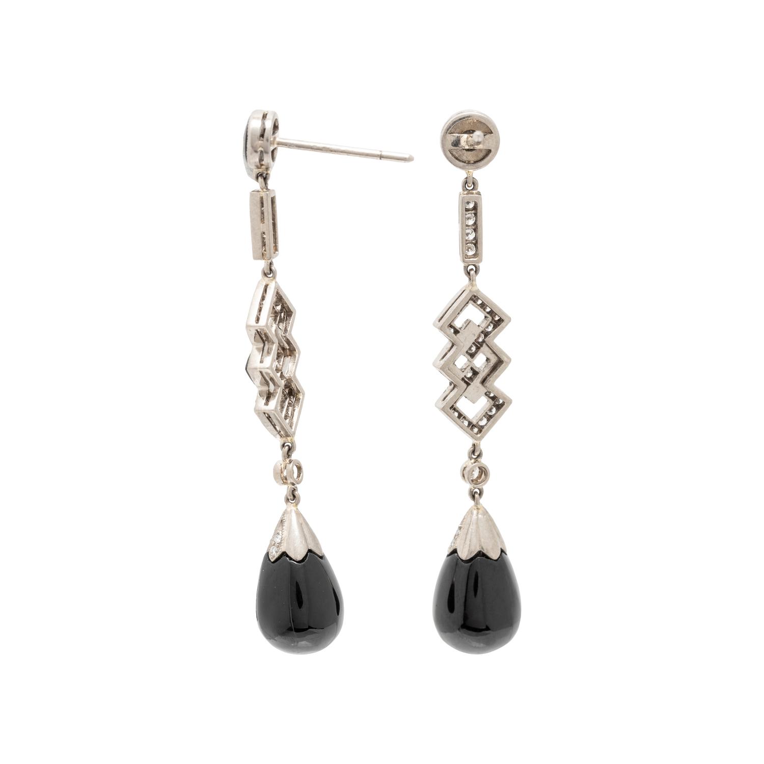 ONYX AND DIAMOND EARRINGS