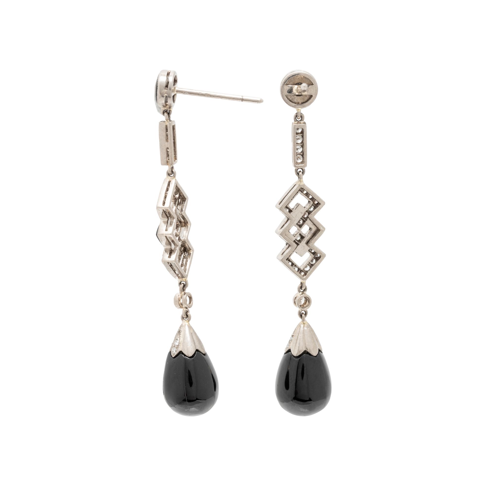 ONYX AND DIAMOND EARRINGS
