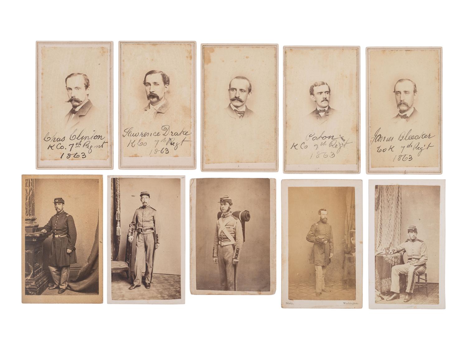 [CIVIL WAR]. A group of 25 CDVs of members of the 7th New York State Militia, incl. Cos. D, E, F, and K.