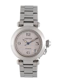 CARTIER, REF. 2324 STAINLESS STEEL 'PASHA' WRISTWATCH