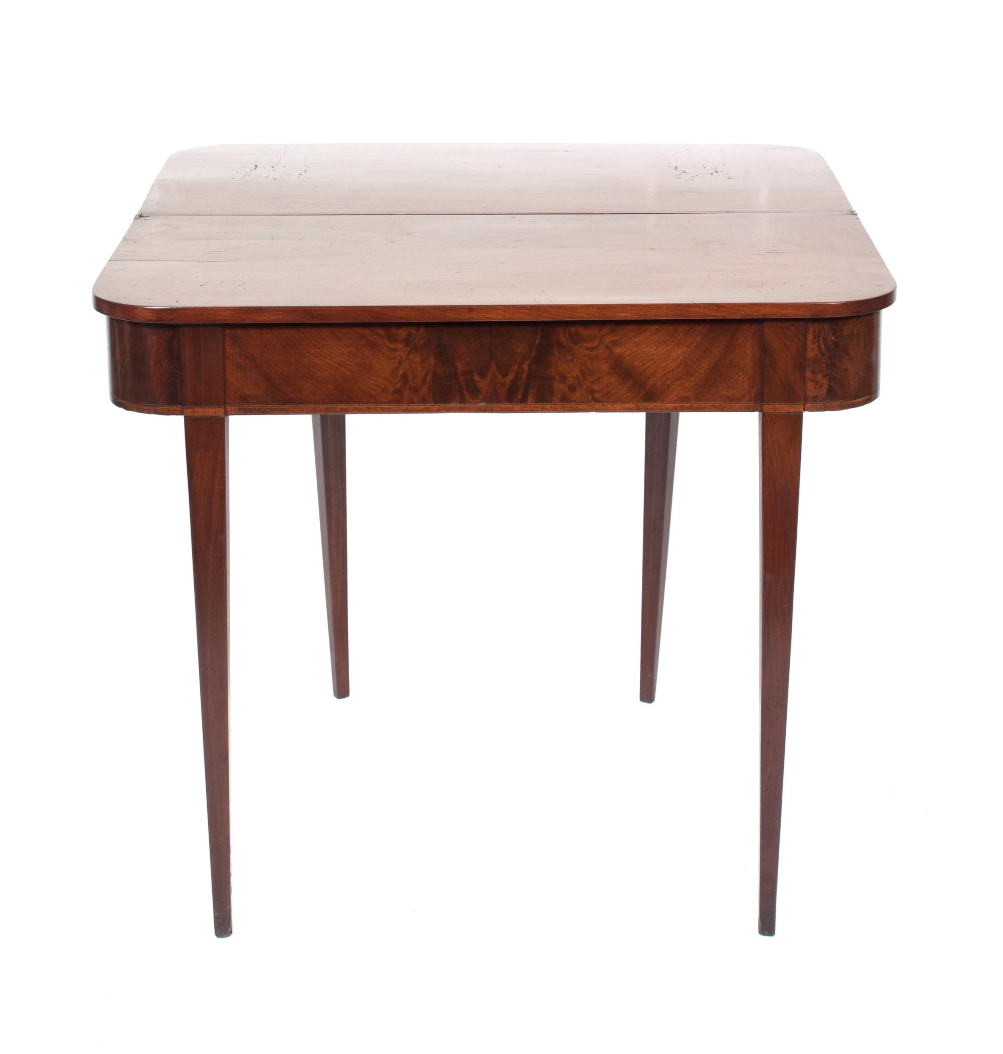 A George III Style Flip-Top Games Table Height 30 1/2 x width 34 1/2 x depth 17 inches (closed).