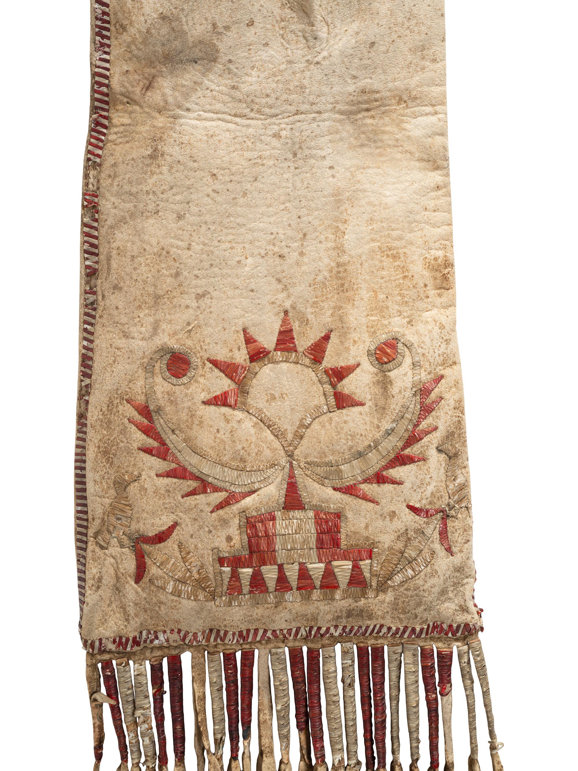 Eastern Sioux Quilled Hide Tobacco Bag, Published