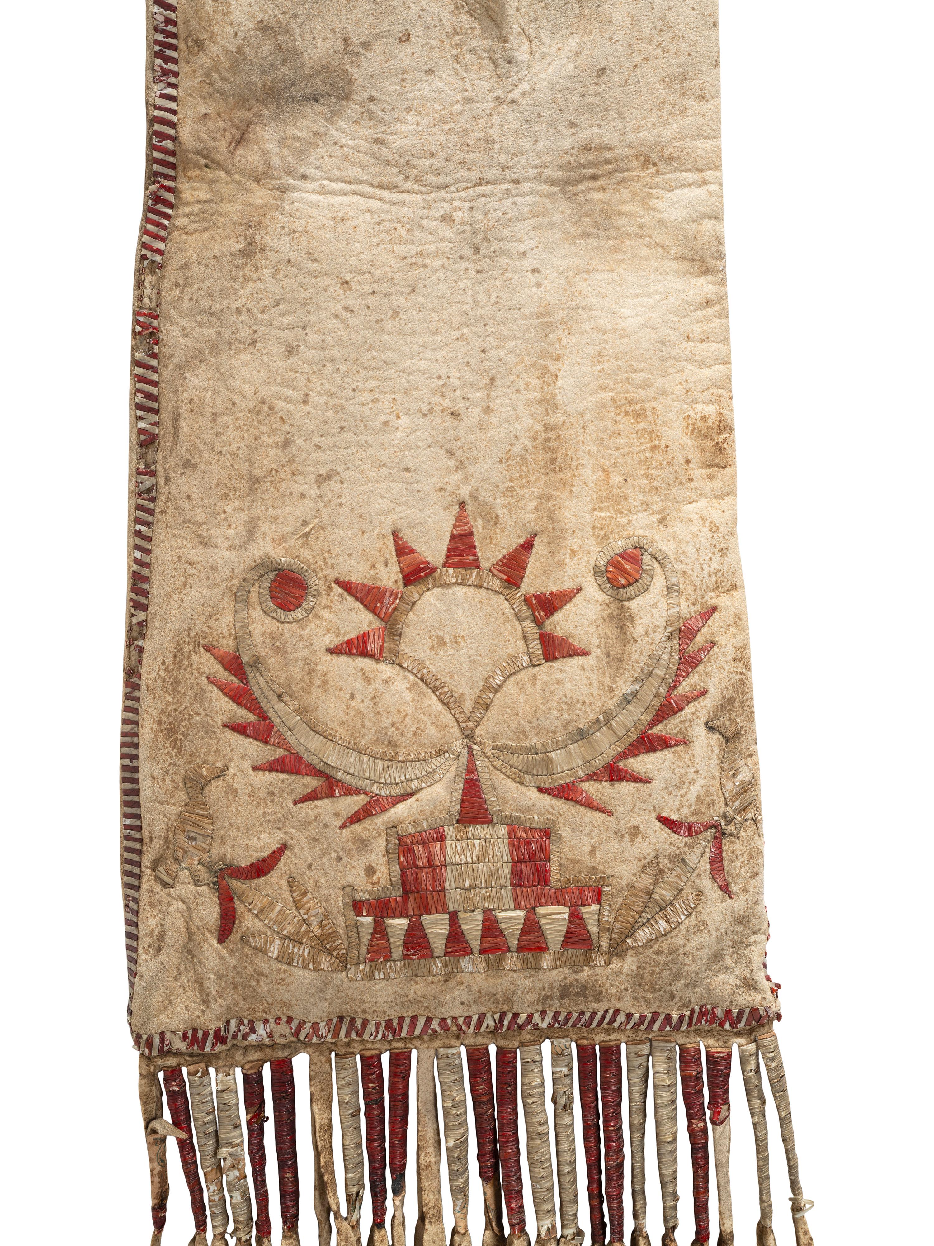 Eastern Sioux Quilled Hide Tobacco Bag, Published