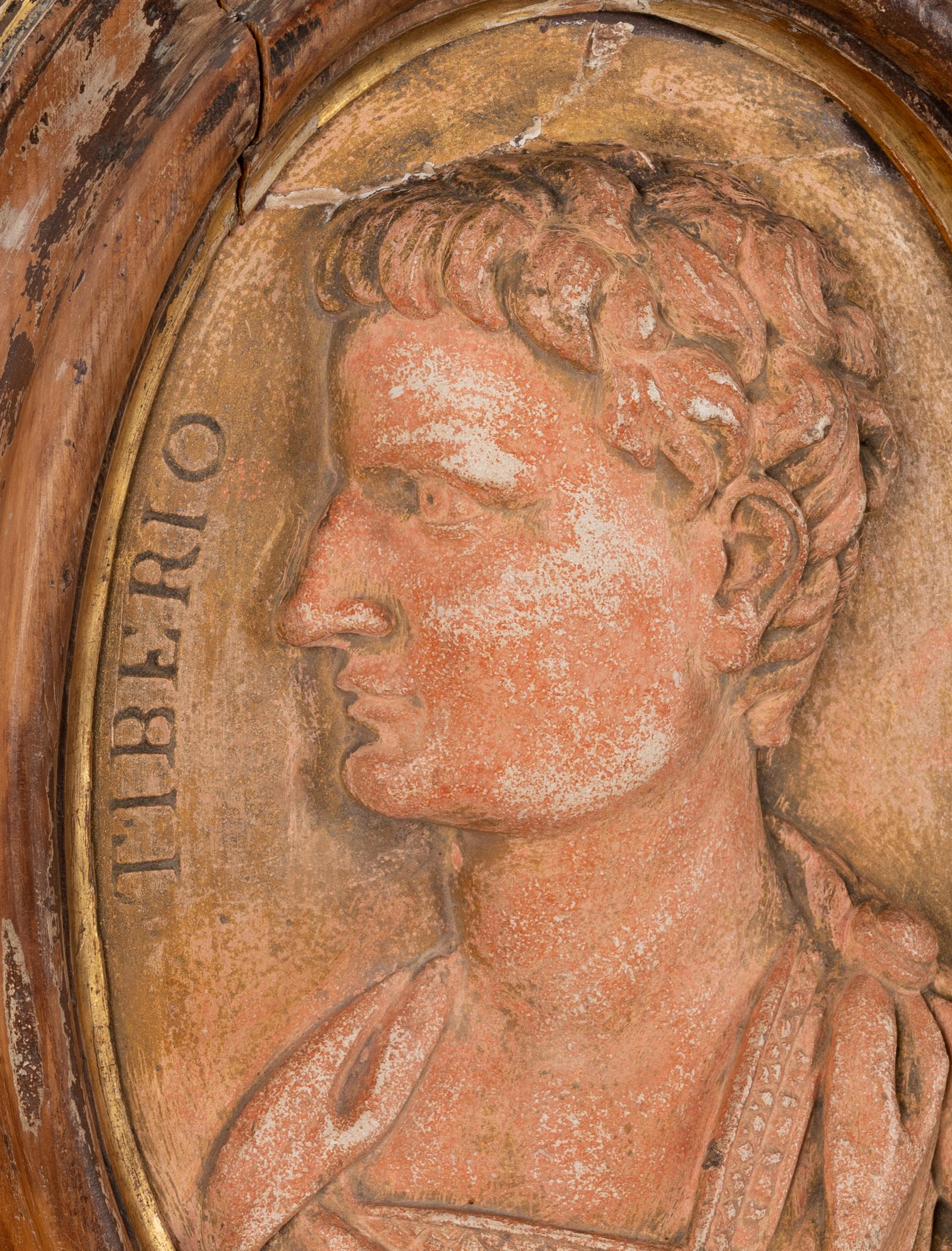 A Pair of Grand Tour Ceramic Bas Relief Plaques Depicting Roman Emperors