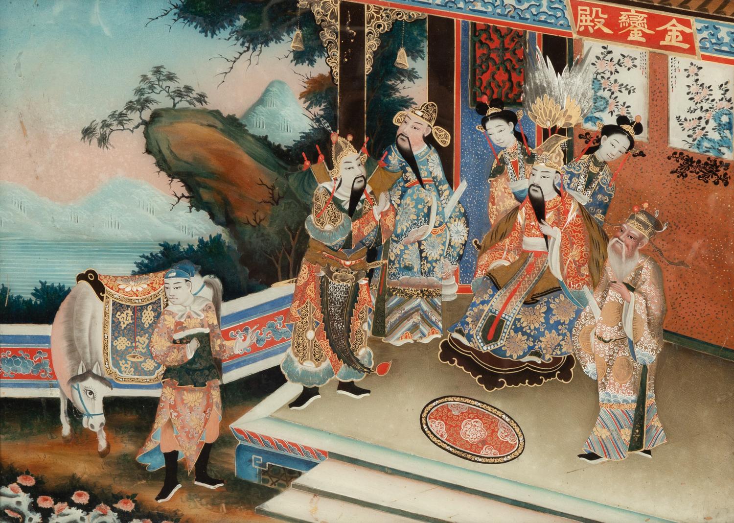 A Pair of Chinese Export Reverse Paintings on Glass