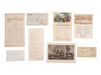 [CIVIL WAR]. Union and Confederate ephemera, incl. a sketch, and a ticket to Johnson's impeachment.