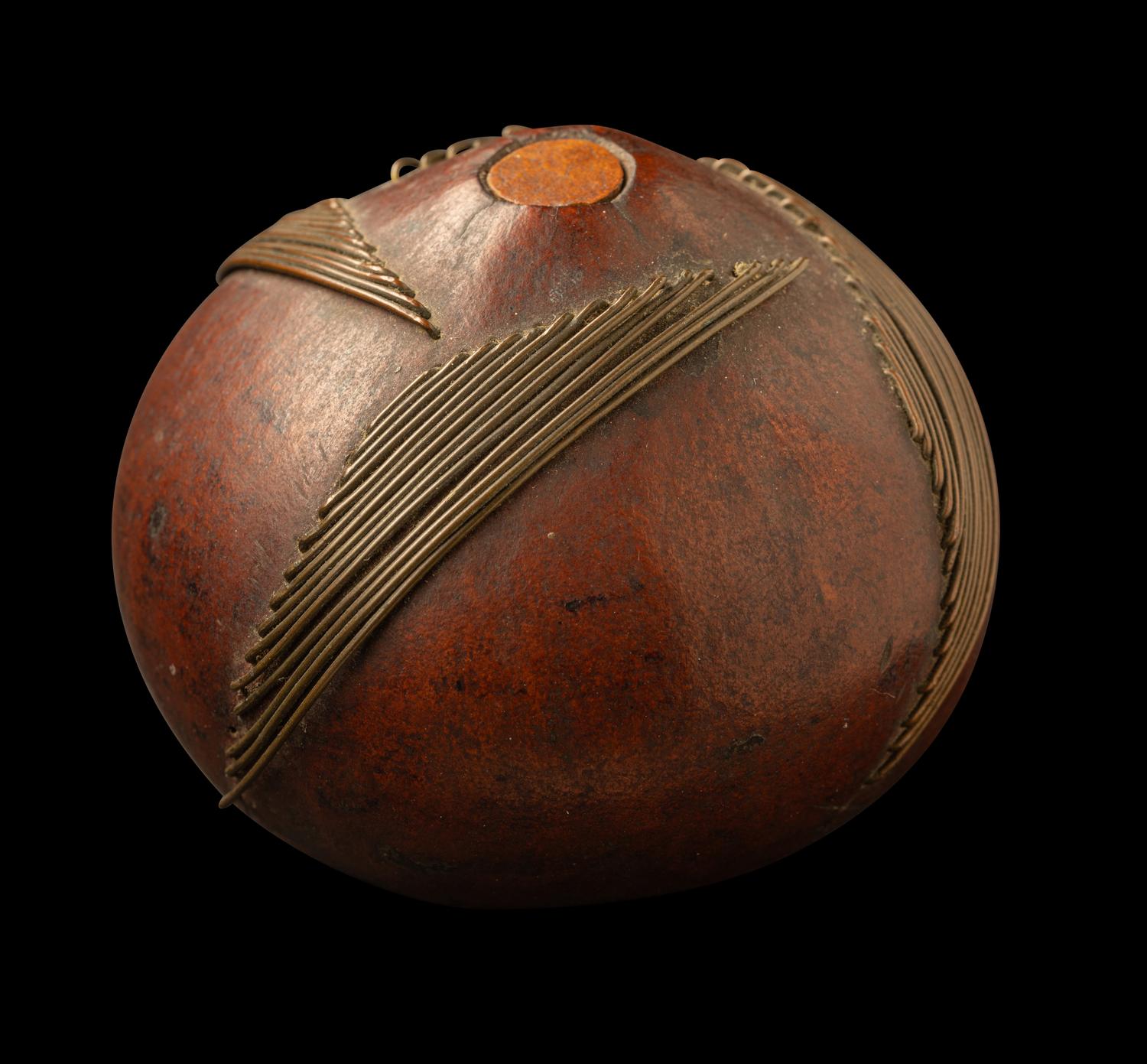 A Zulu Metal-Mounted Gourd Snuff Container