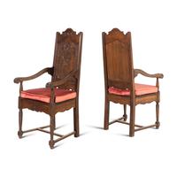 A Pair of French Oak High Back Chairs
