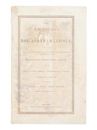 LINCOLN, Abraham (1809-1865). The Address of the Hon. Abraham Lincoln, in vindication of the policy of the framers of the Constitution and the Principles of the Republican Party, Delivered at Cooper Institute, February 27, 1860 . New York: George F. Nesbitt & Co., 1860.