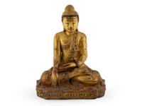 A Burmese Carved Giltwood Seated Buddha — 19TH/20TH CENTURY