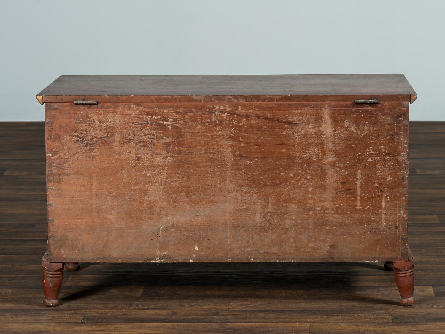 A Country Red and Grain Painted Poplar Blanket Chest