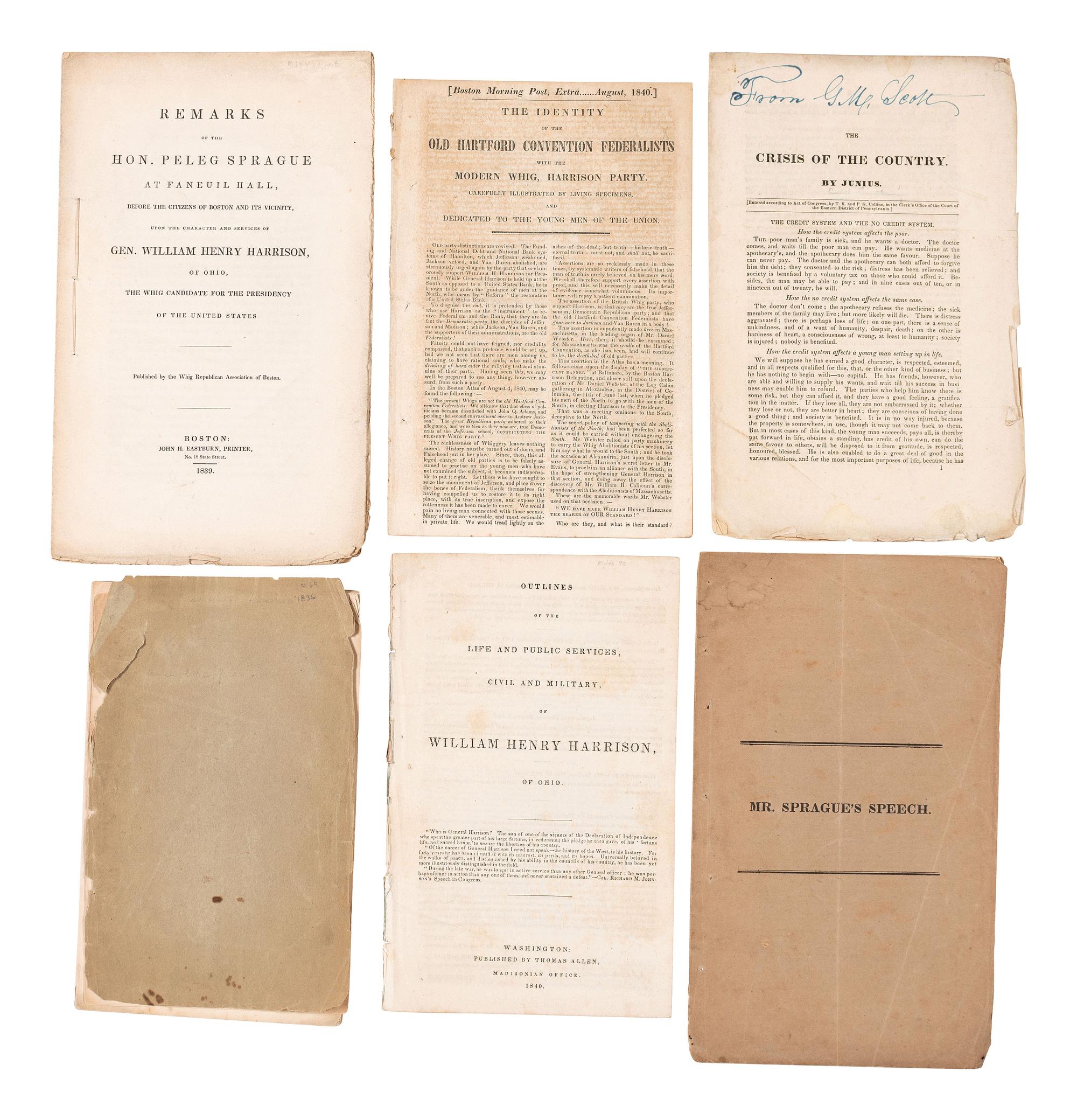 [1840 ELECTION]. A group of pamphlets related to Martin van Buren, William Henry Harrison, and their respective presidential campaigns.