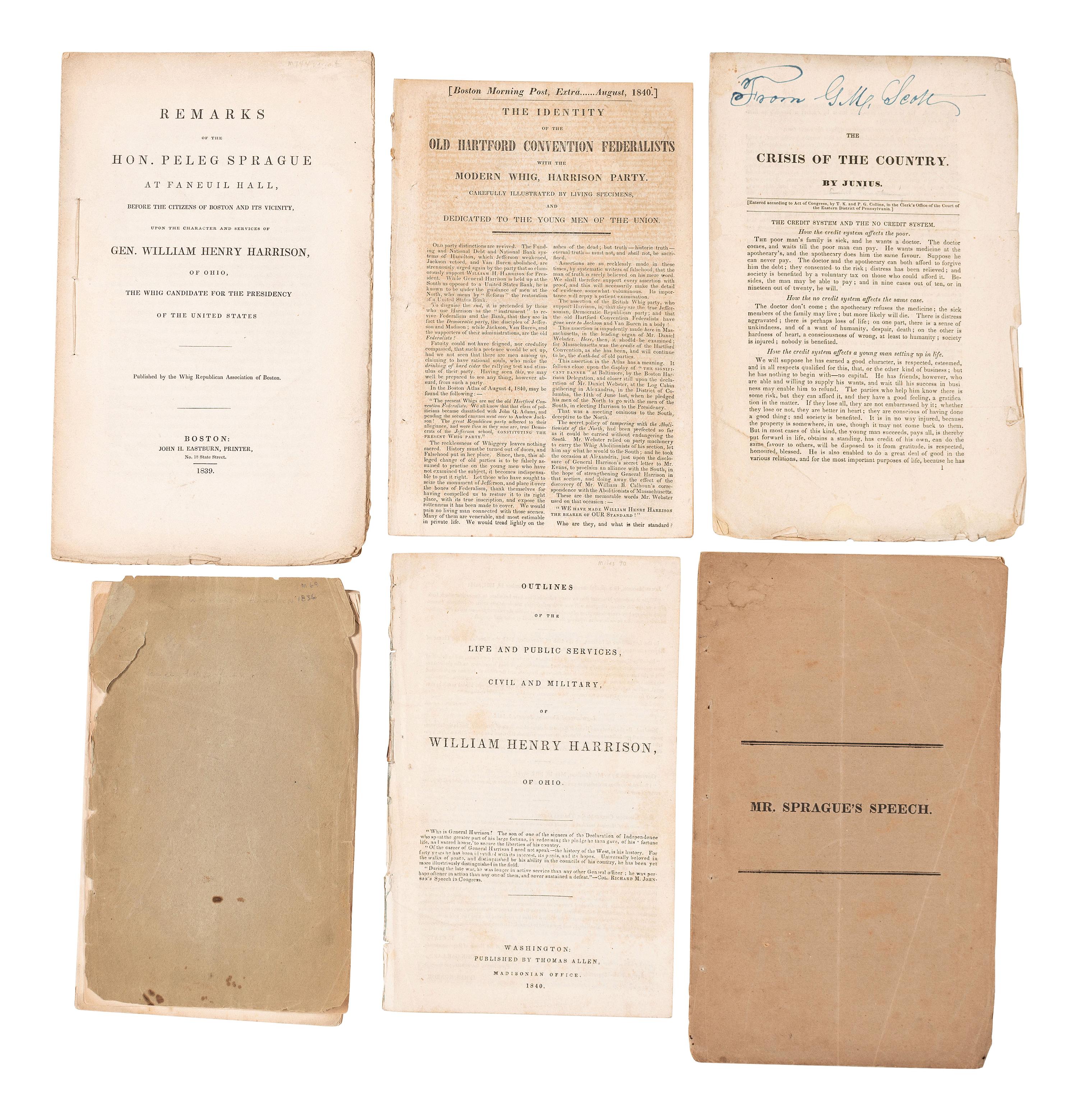 [1840 ELECTION]. A group of pamphlets related to Martin van Buren, William Henry Harrison, and their respective presidential campaigns.