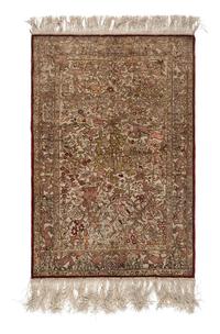 An Isfahan Silk and Metallic Thread Pictorial Rug