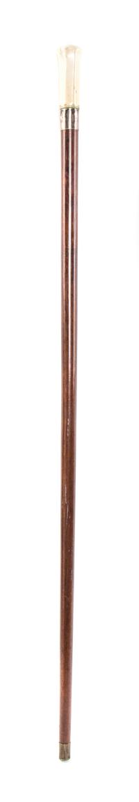 An American Whale Ivory Handled Cane, Length of handle 3 x length overall 34 1/8 inches.
