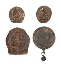 Four Tibetan Gilt Bronze Panels