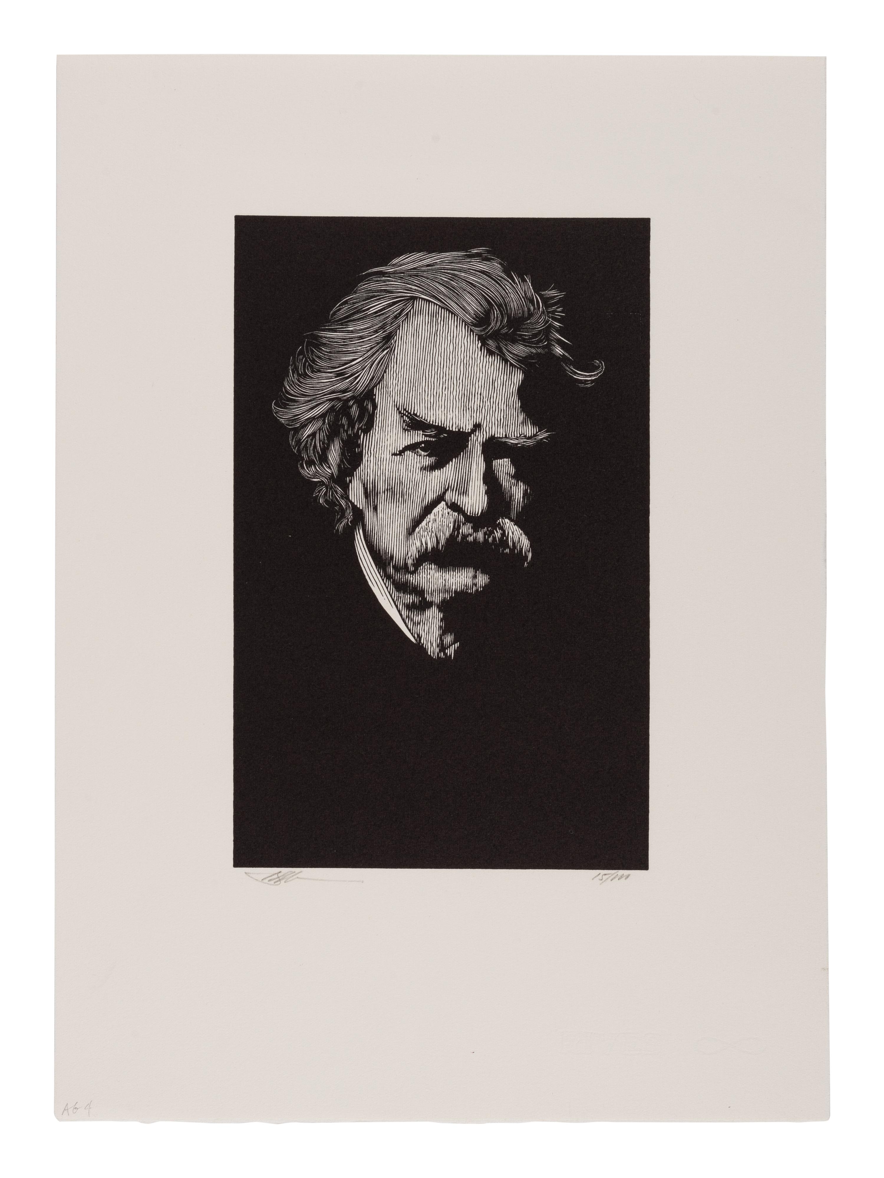 [PORTRAITS—AUTHORS]. Group of 27 wood-engraved portraits of authors (including duplicates and proof variants) from various works or suites by Barry Moser, various sizes and papers, EACH SIGNED BY MOSER in pencil. Includes: Dante, Poe, Twain, Lewis Carroll, Stoker, Wilde, Melville, Baum, Mary Shelley, Stevenson and many others.