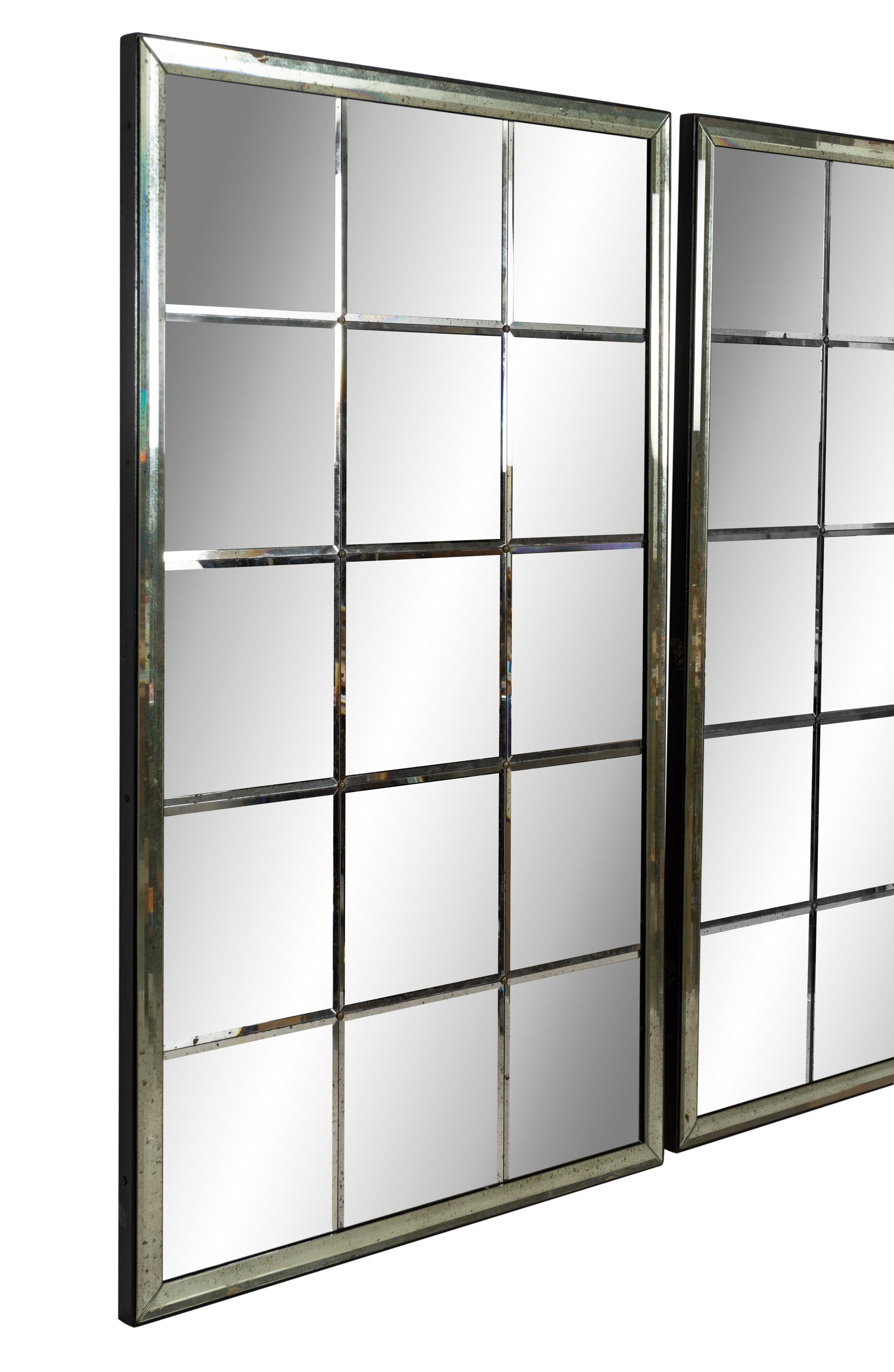 A Pair of Large Custom Patinated Mirror Panels