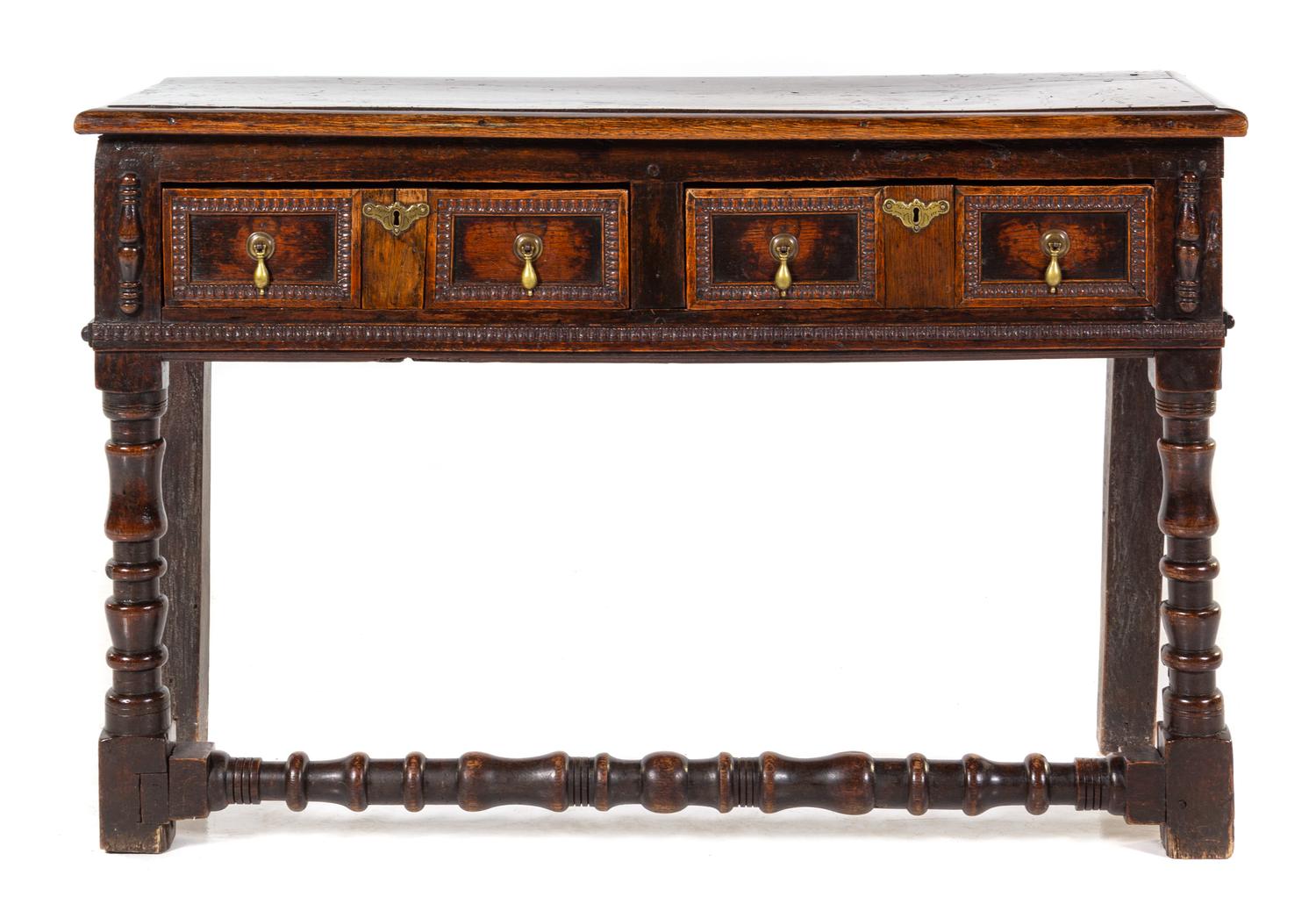 A Charles II Oak Console Table Height 33 x width 51 x depth 20 inches. — LATE 17TH/EARLY 18TH CENTURY