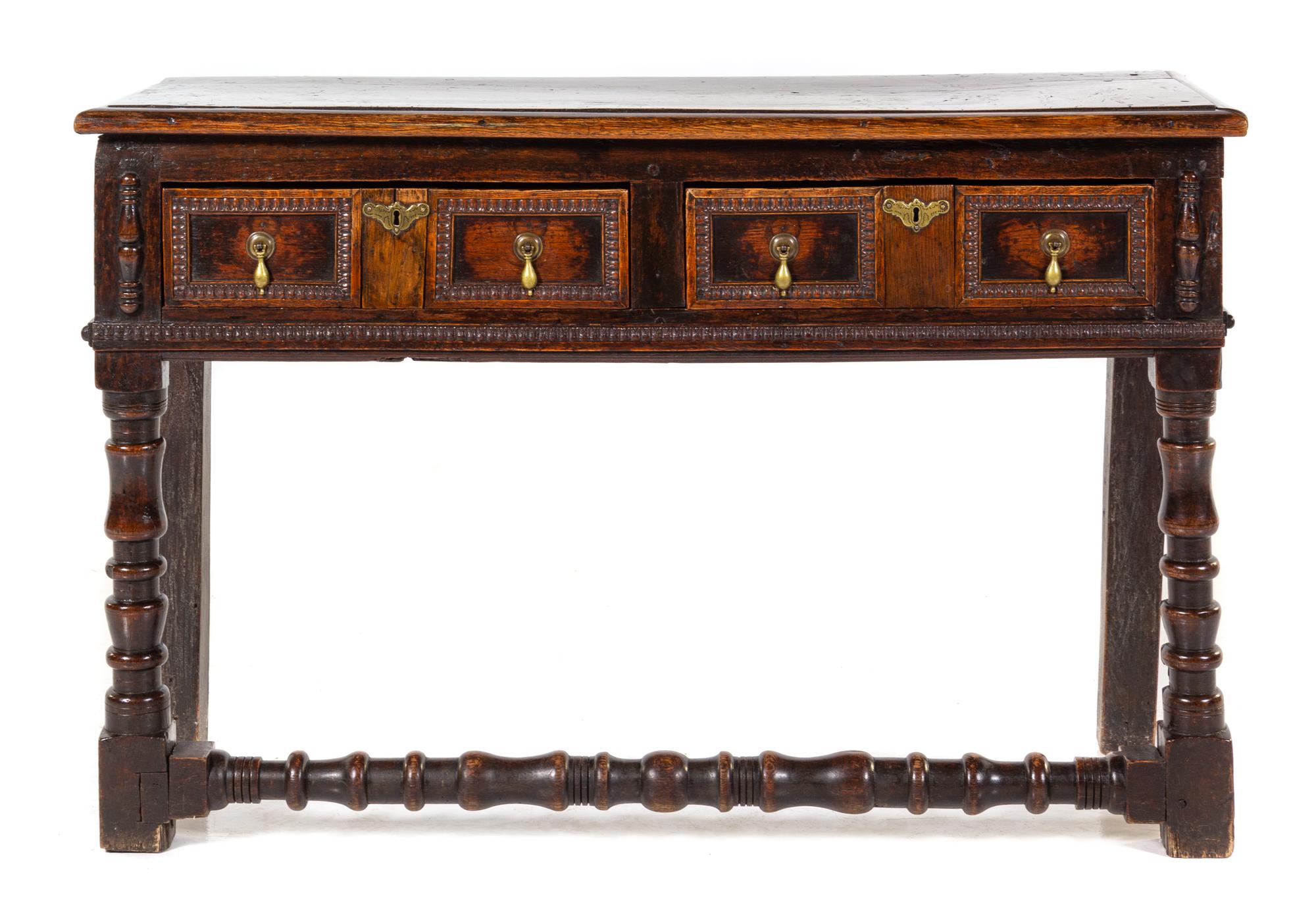 A Charles II Oak Console Table Height 33 x width 51 x depth 20 inches. — LATE 17TH/EARLY 18TH CENTURY