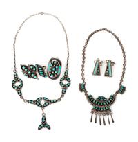 Zuni Silver and Petit Point Turquoise Necklaces AND Rings